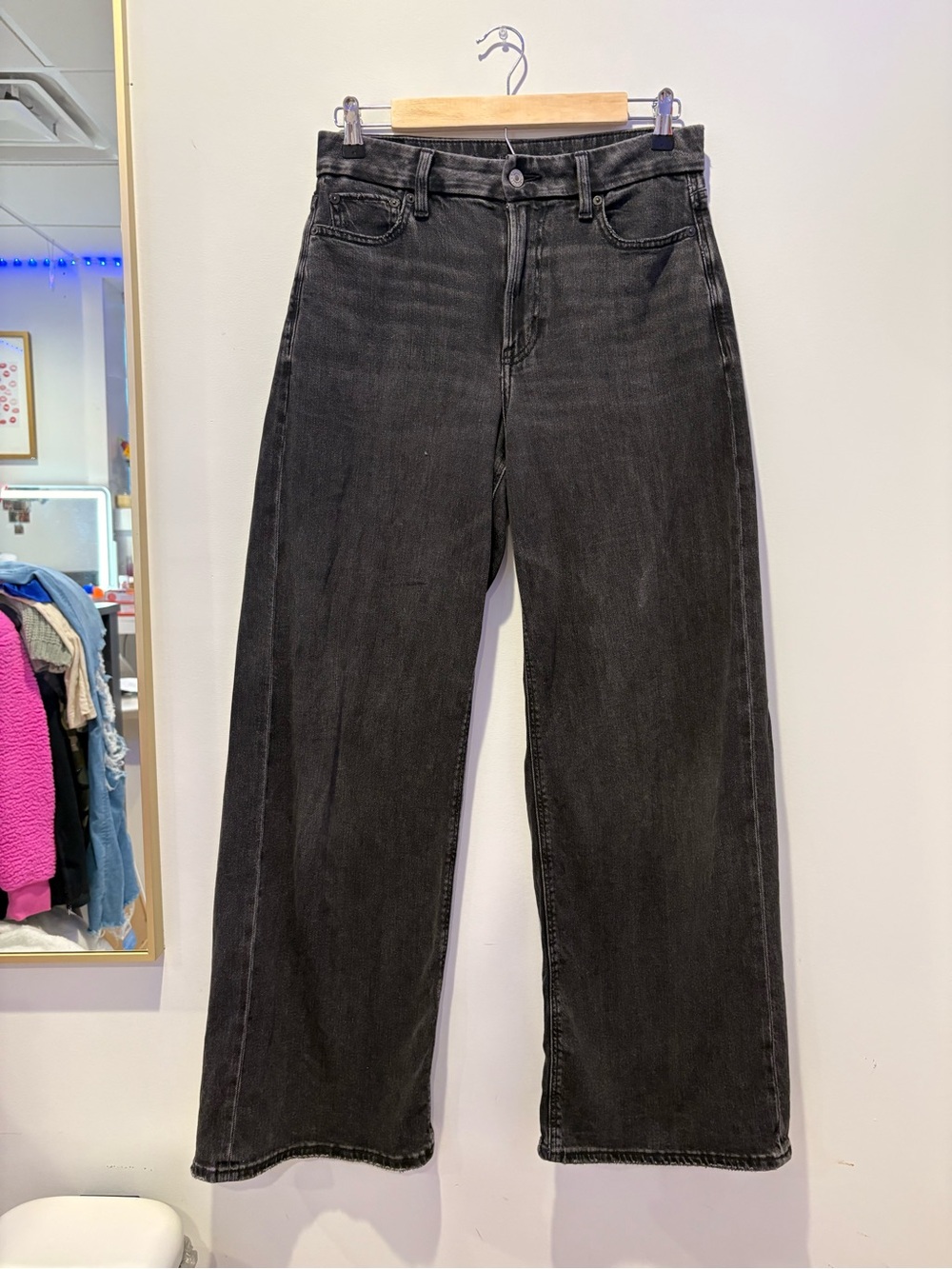 American Eagle Outfitters Black High-Rise Wide Leg Jeans